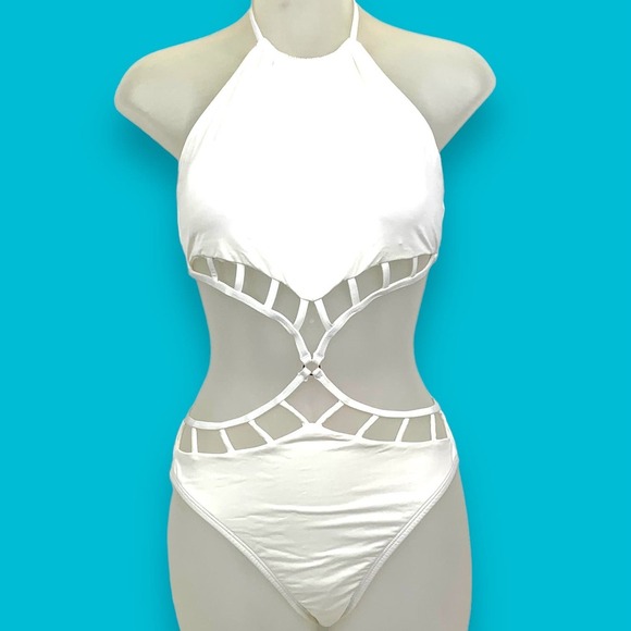 NEW LA BLANCA sexy white cut out one piece swimsuit - Picture 4 of 10
